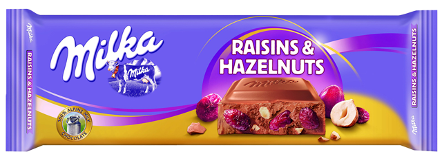 Milka Raisins & Hazelnut Chocolate Tablet 300g