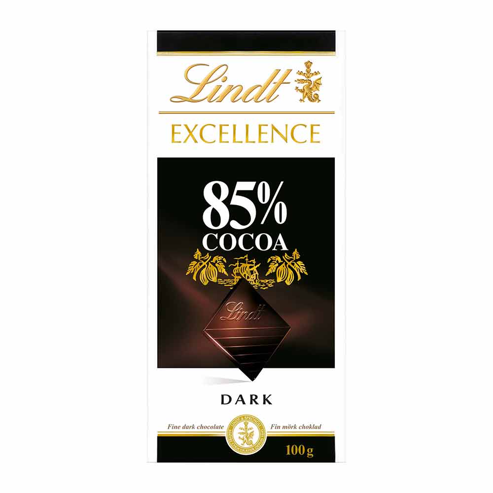 Lindt Excellence Dark 85 percent Cocoa Chocolate Bar 100 gm