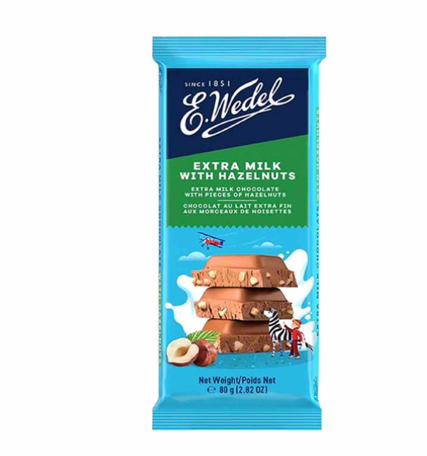 Wedel Extra Milk Chocolate With Hazelnuts Bar 80g