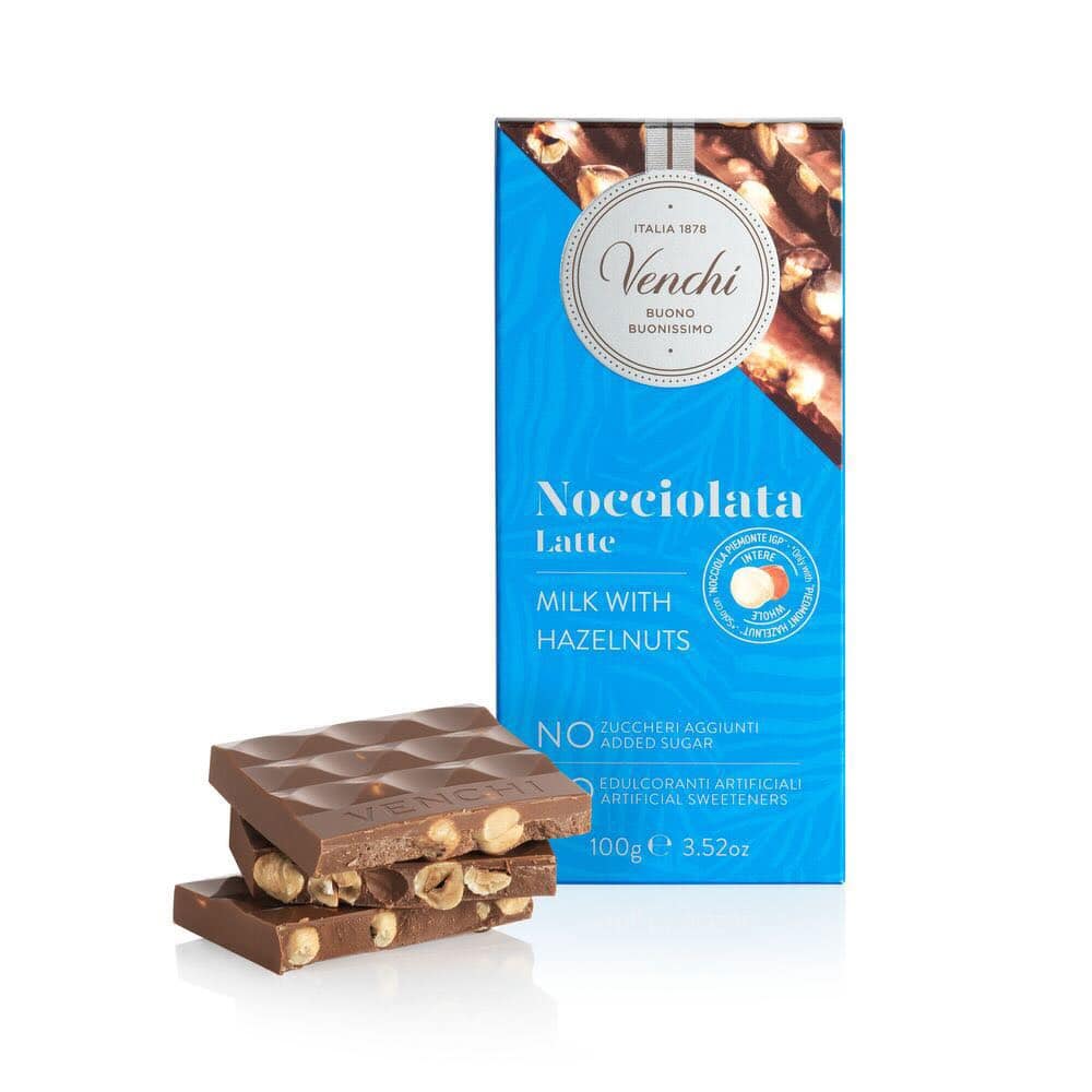 Venchi Milk With Hazelnut Bar No Added Sugar 100 Gm