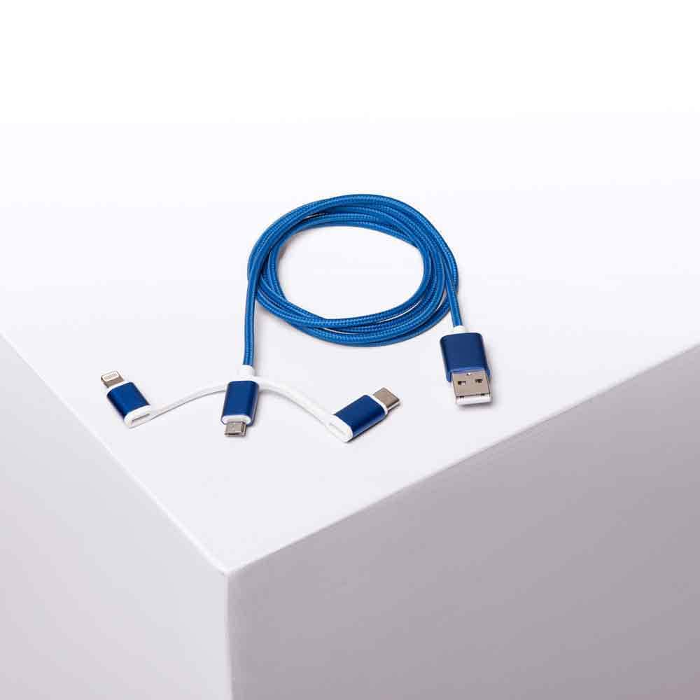 Travel Blue Deluxe 3 in 1 Micro USB Cable with USB C and Lightning (MFI Certified)