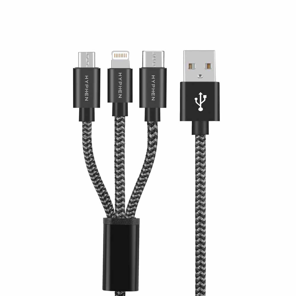 Hyphen 3 In 1 (Lightning+Type C+Micro-USB) Cable - 1m