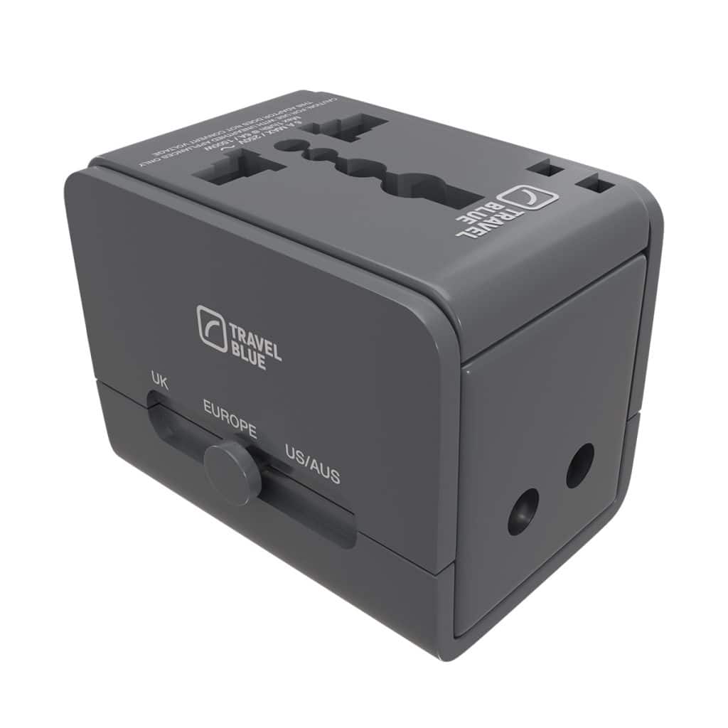 Travel Blue World Adaptor, Grey