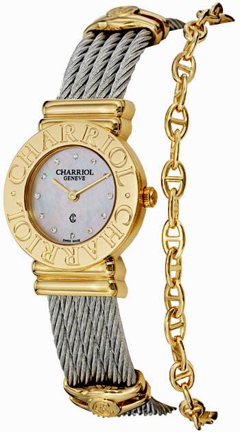 CHARRIOL 028C.540.326,  WOMEN, DIAL COLOR - WHITE, CASE COLOR - YELLOW GOLD