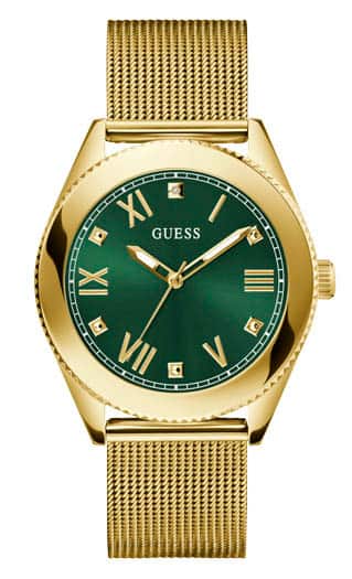 Guess Gold Tone Case Gold Tone Stainless Steel/Mesh Watch GW0495G4