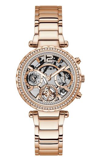 Guess Rose Gold Tone Case Rose Gold Tone Stainless Steel Watch GW0403L3