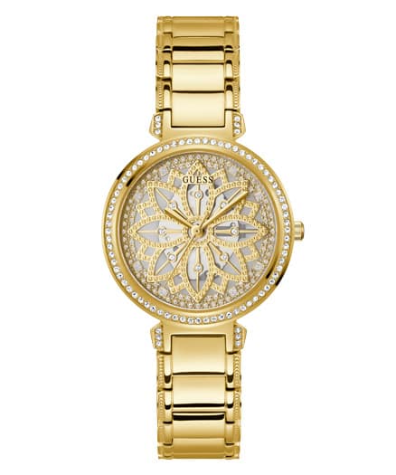 Guess Gold Tone Case Gold Tone Stainless Steel Watch GW0528L2