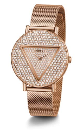 Guess Rose Gold Tone Case Rose Gold Tone Stainless Steel/Mesh Watch GW0477L3