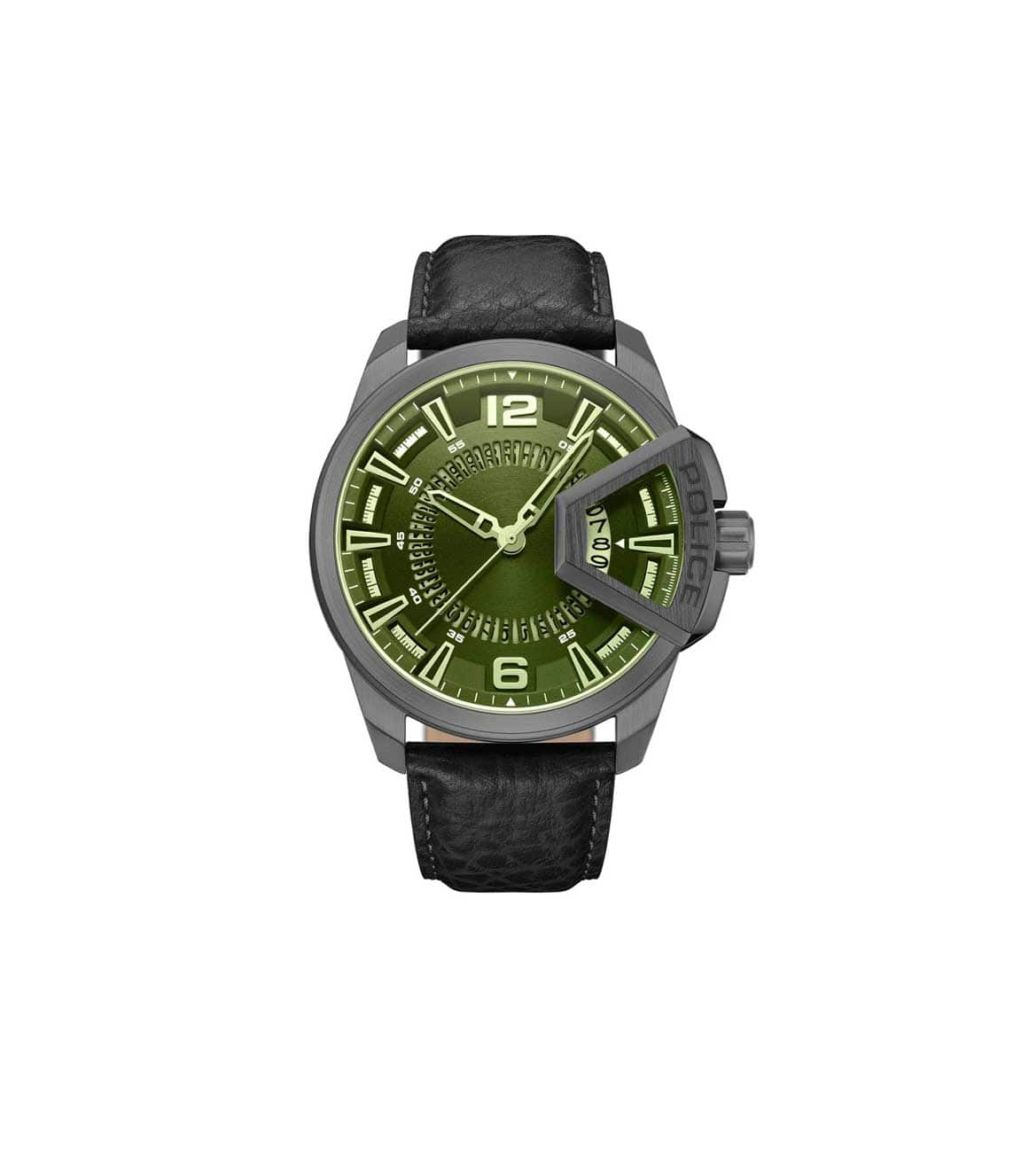 Police Men Watch, PEWJB0005603, Dial Green, Strap Black