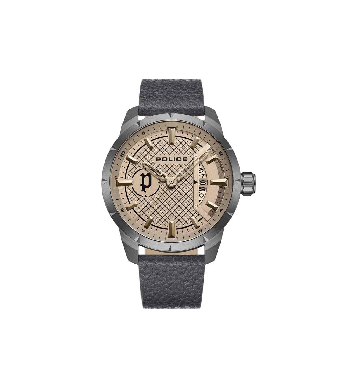 Police Men Watch, PEWJB2226903, Dial Gold, Strap Grey