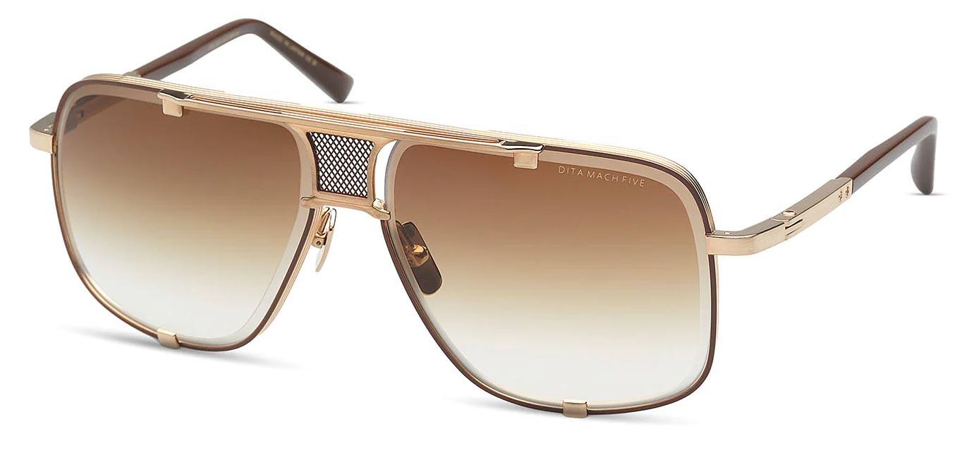 Dita Men Sunglasses Mach Five 64 14 127, Brushed White Gold - Brown, Men