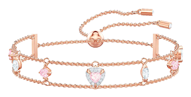 Swarovski Heart Shape Crystal Bracelet - Rose Gold Plated 5492243