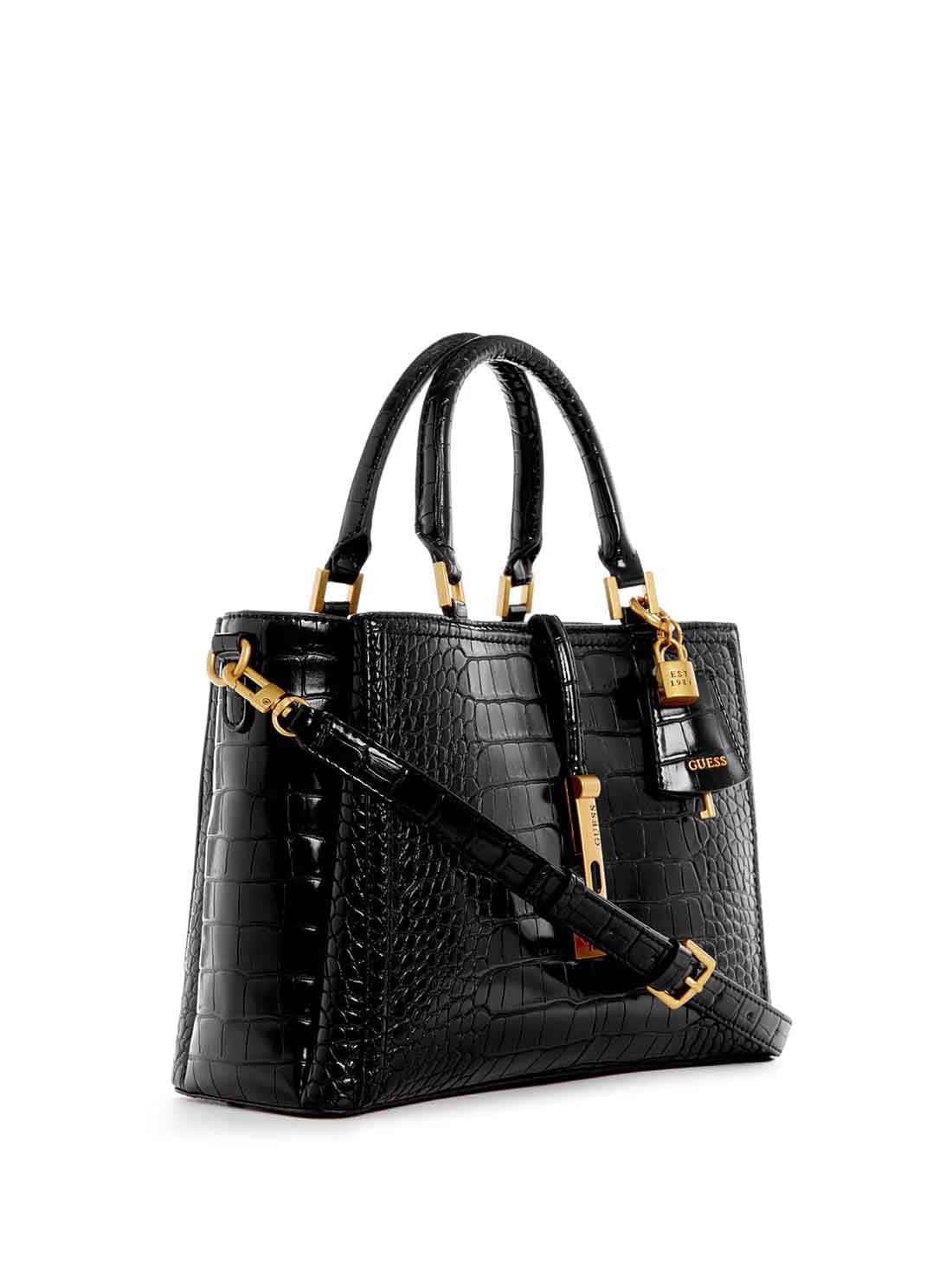 Guess James Croco Girlfriend Satchel Bag, Women, Bronze