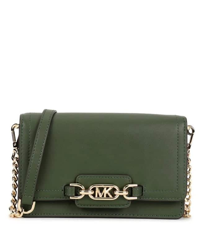 Amazon Green Heather Medium Leather Cross Body Bag, Women