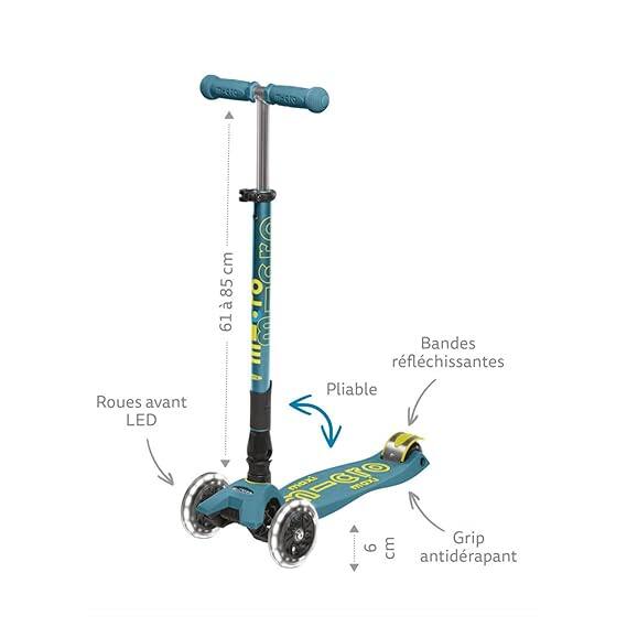 Micro Maxi Micro Deluxe Foldable petrol green LED MMD097