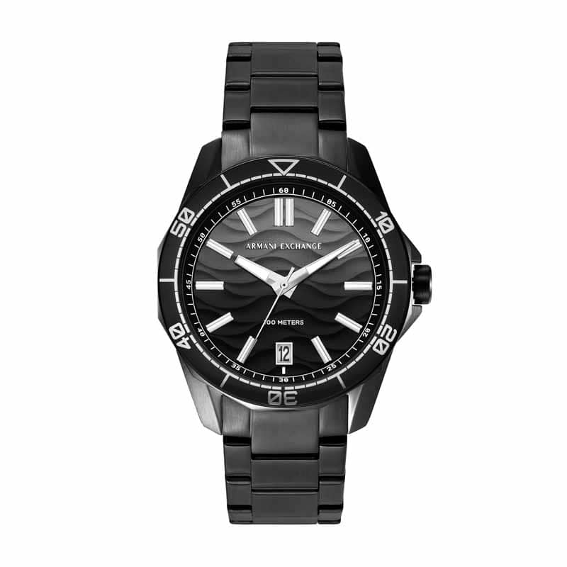 Armani Exchange Black Watch AX1952 Quartz, Stainless Steel Strap, 44 MM