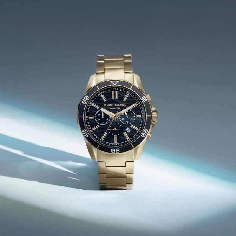 Armani Exchange Gold Watch AX1958 Quartz, Stainless Steel Strap, 44 MM