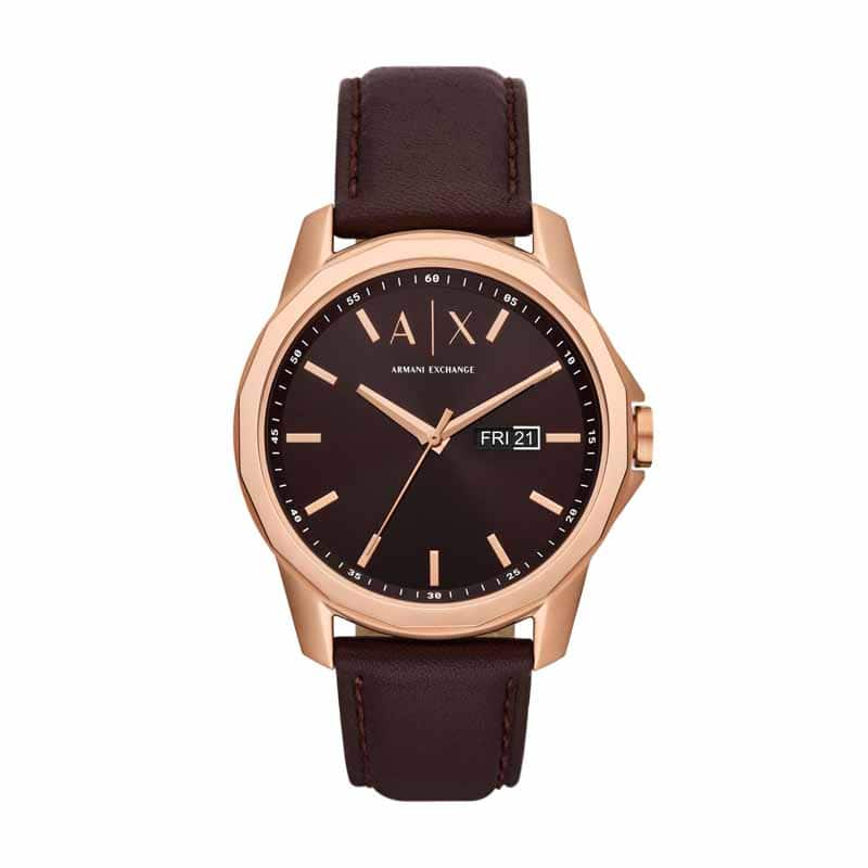 Armani Exchange Brown Watch AX1740 Quartz, Leather Strap, 44 MM