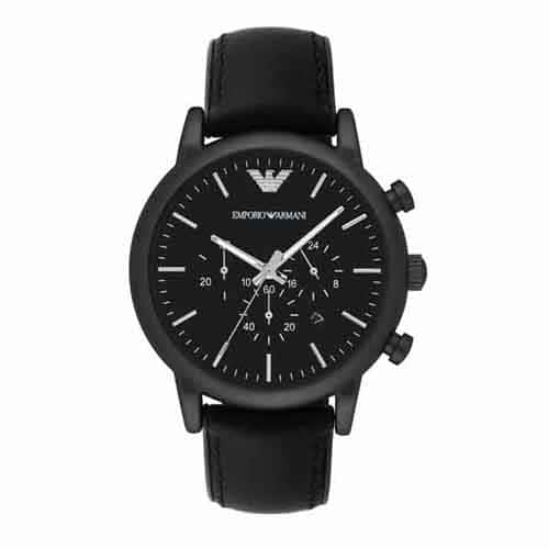 Emporio Armani Black Watch AR1970 Quartz, Leather Strap, 46 MM