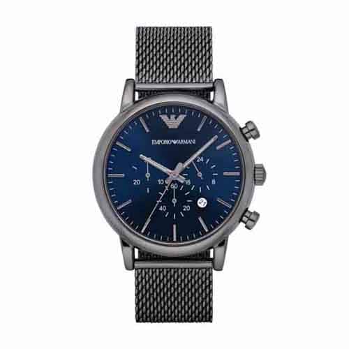 Emporio Armani Gun-Metal Watch AR1979 Quartz, Stainless Steel Strap, 46 MM