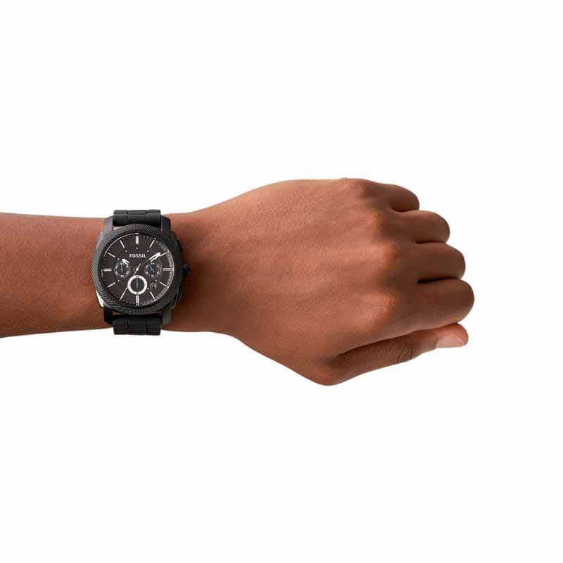 Fossil Machine Black Watch FS4487 Quartz, Silicone Strap, 45 MM