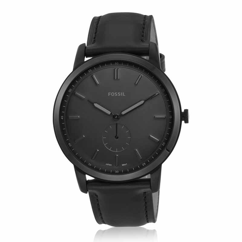 Fossil The Minimalist - Mono Black Watch FS5447 Quartz, Leather Strap, 44 MM