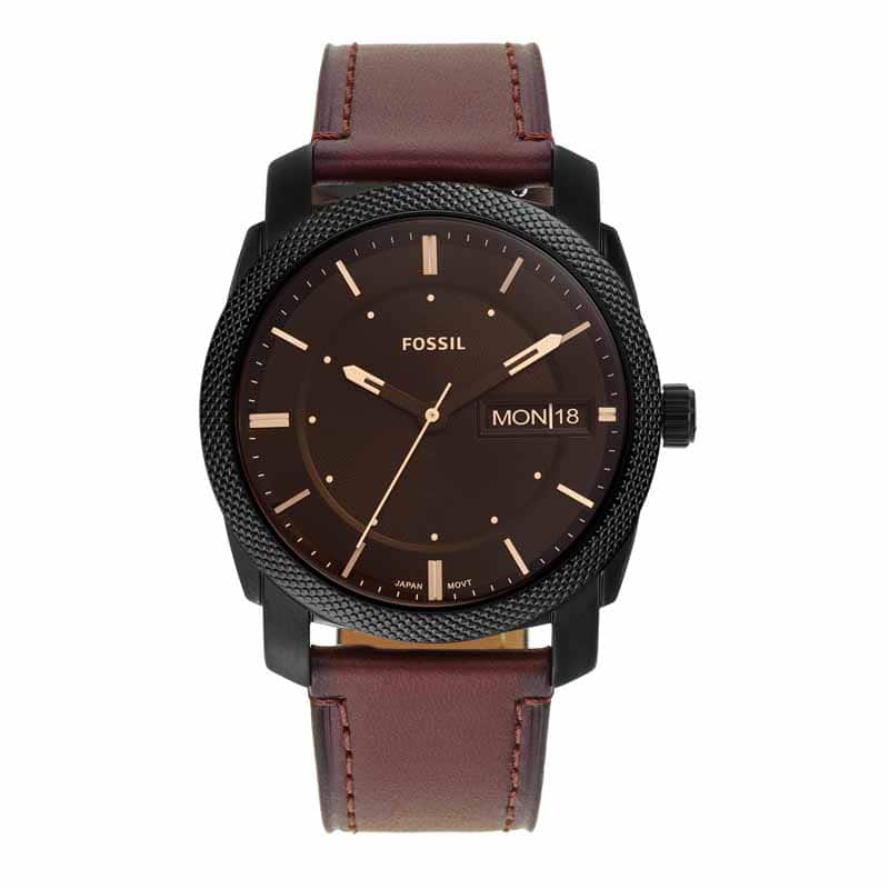 Fossil Machine Brown Watch FS5901 Quartz, Leather Strap, 42 MM