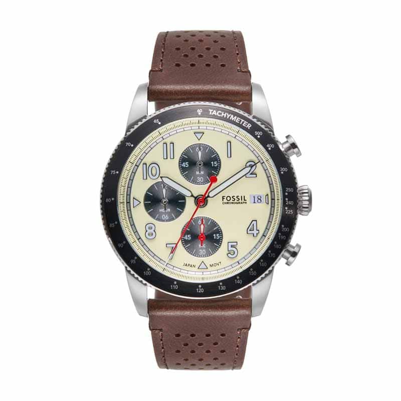 Fossil Sport Tourer Brown Watch FS6042 Quartz, Leather Strap, 42 MM