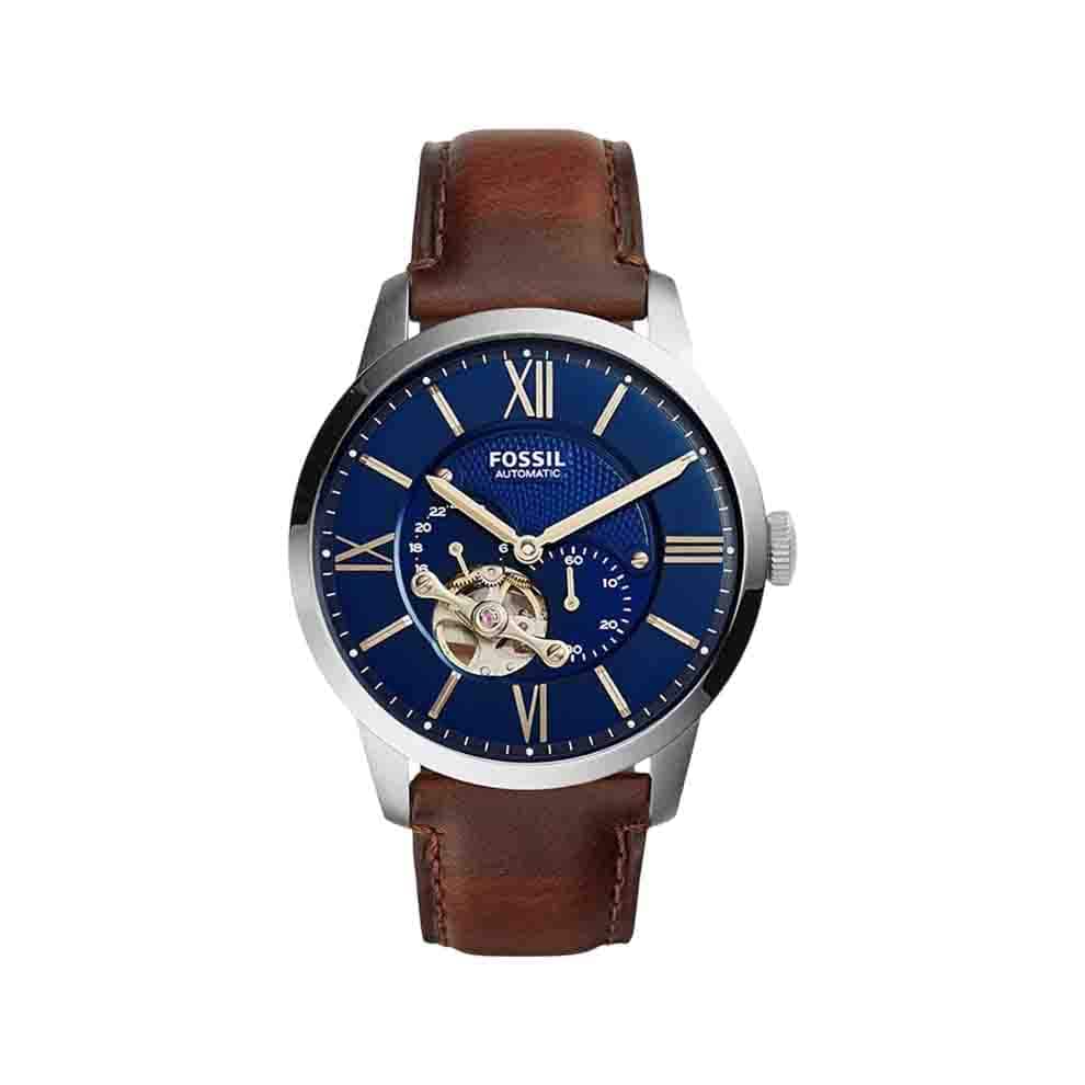 Fossil Multi-Function Leather Automatic Watch ME3110, Men, Blue, 44MM