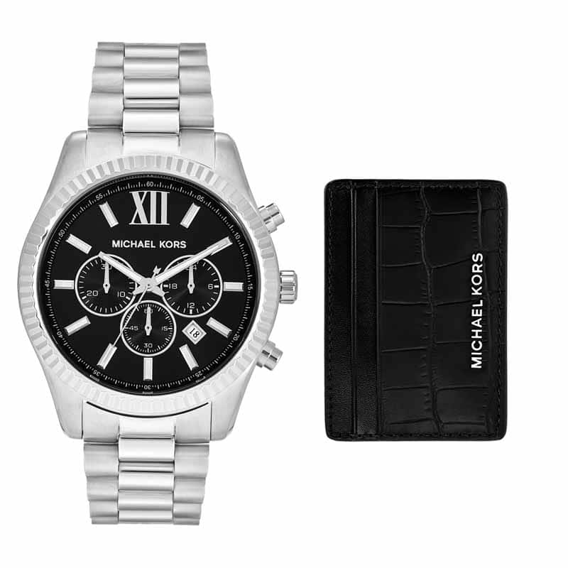 Michael Kors Lexington Silver Watch MK1091SET Quartz, Stainless Steel Strap, 44 MM
