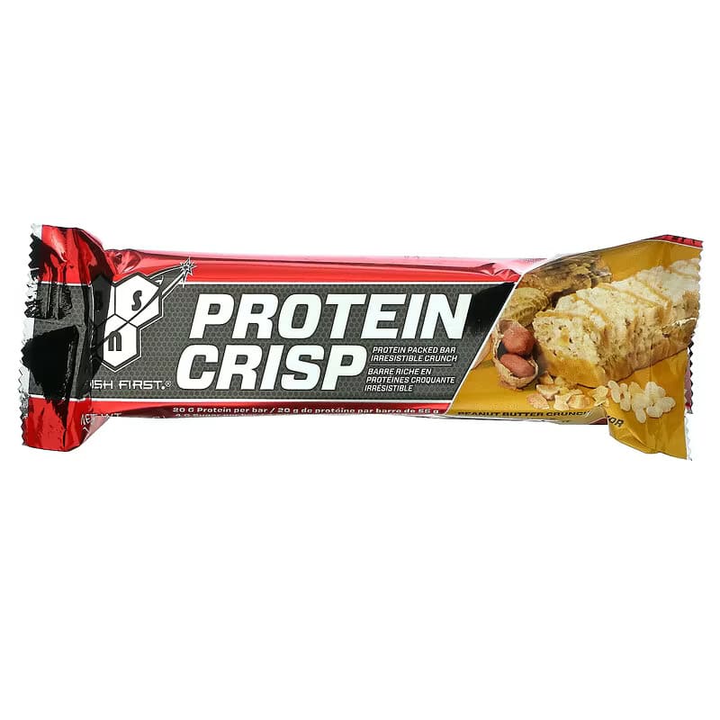 BSN Protein Bars - Protein Crisp Bar by Syntha-6, Whey Protein, 20g of Protein, Gluten Free, Low Sugar, Peanut Butter Crunch