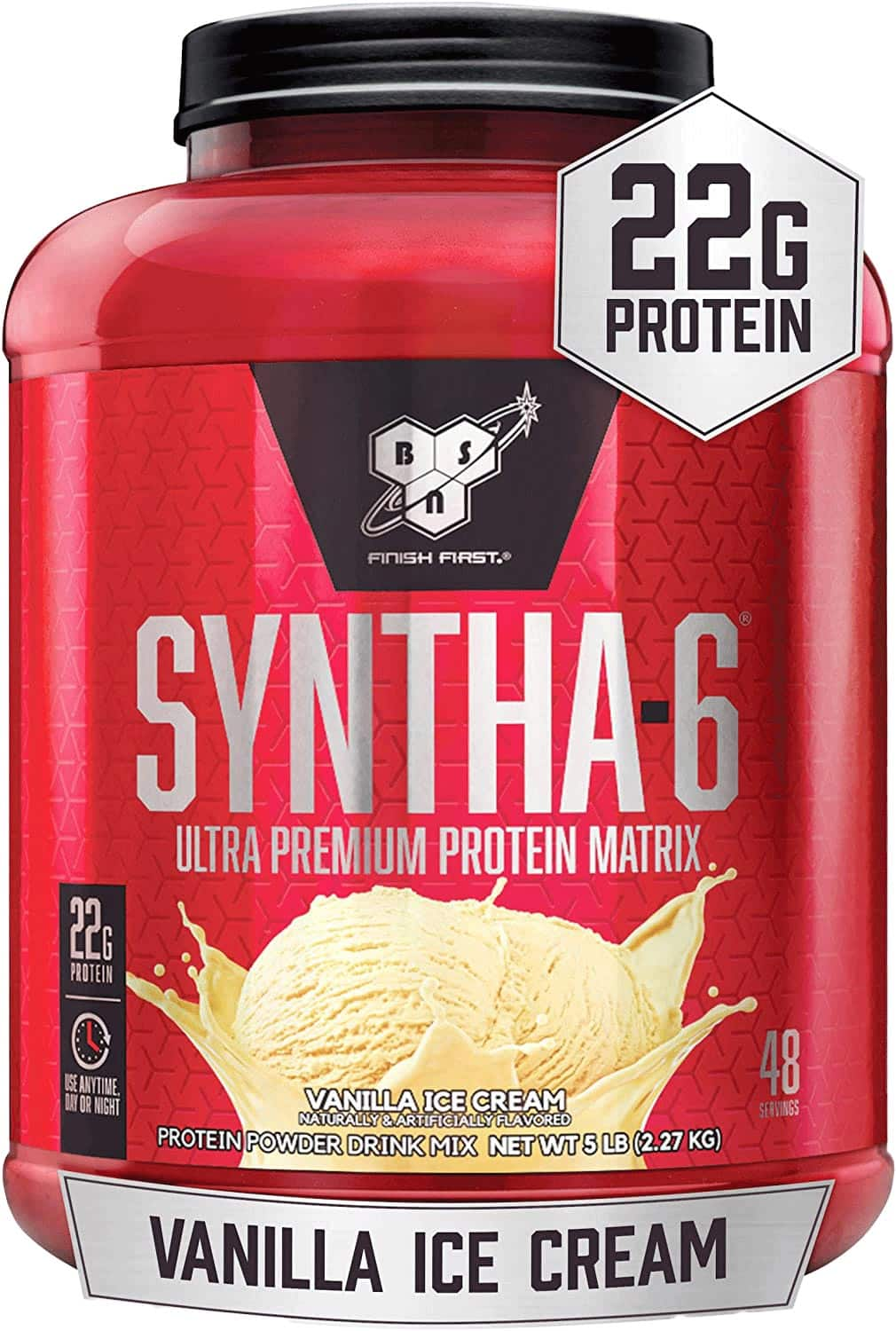 BSN Syntha-6 Whey Protein Powder, Vanilla Protein Powder With Micellar Casein, Milk Protein Isolate Powder, Vanilla Ice Cream, 48 Servings