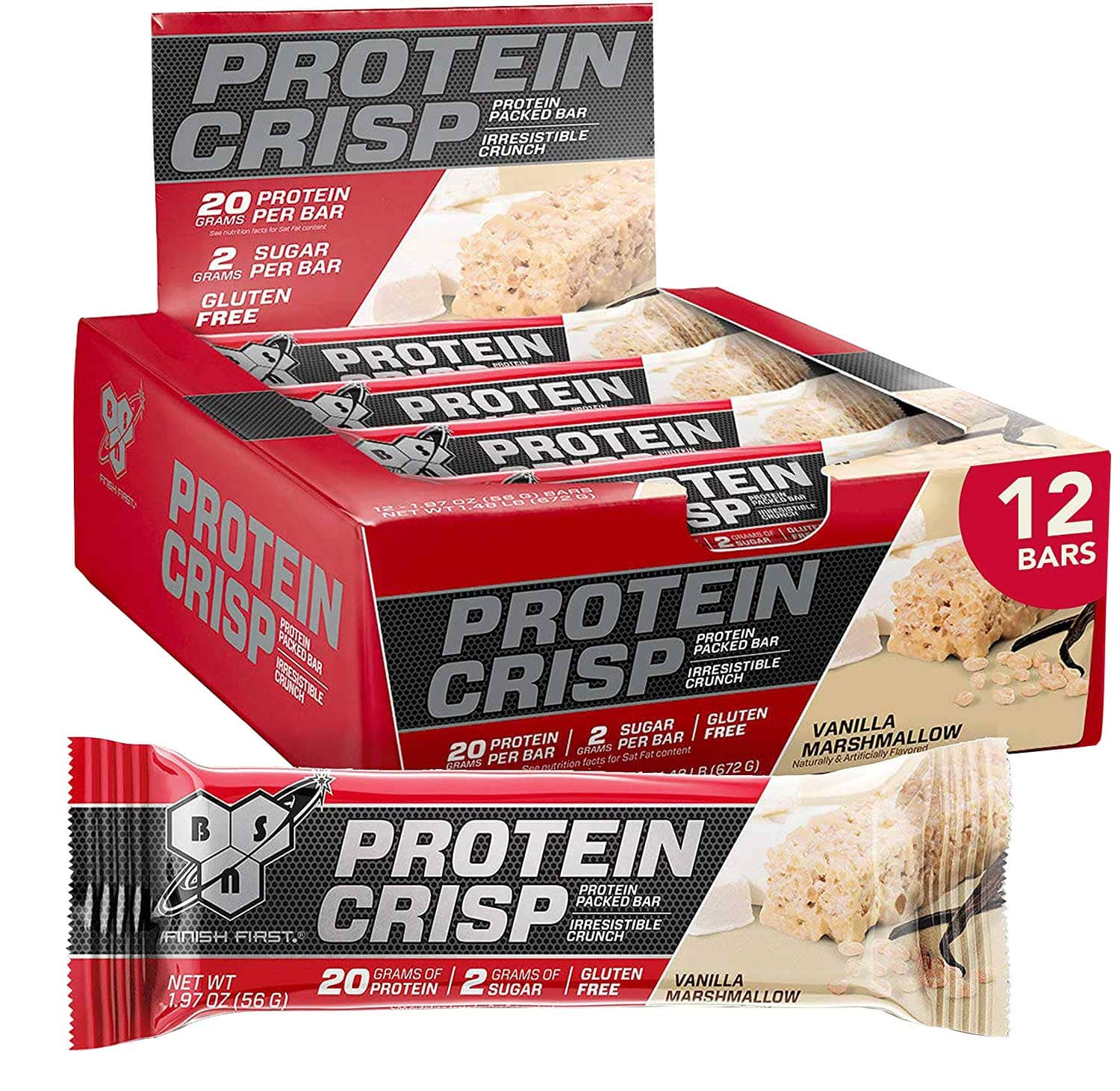 BSN Protein Crisp Bar by Syntha-6 Whey Protein Vanilla Marshmallow