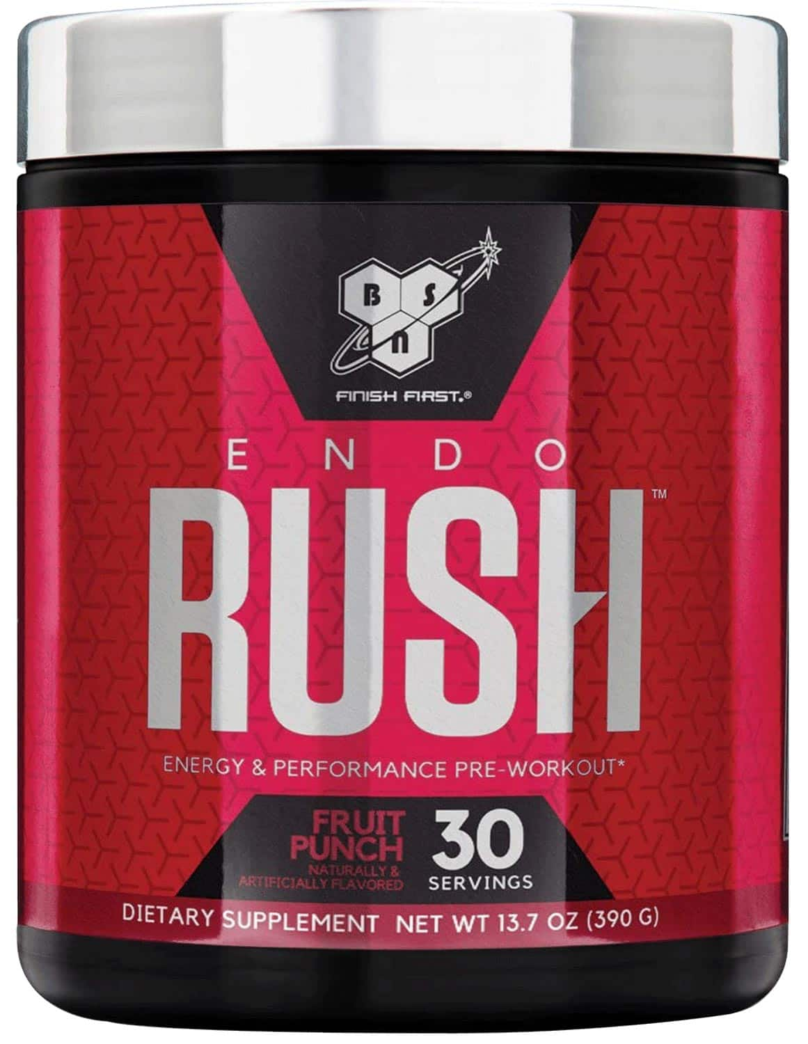 BSN Endorush Pre Workout Powder, Energy Supplement for Men and Women, 300mg of Caffeine, with Beta-Alanine and Creatine, Fruit Punch, 30 Servings