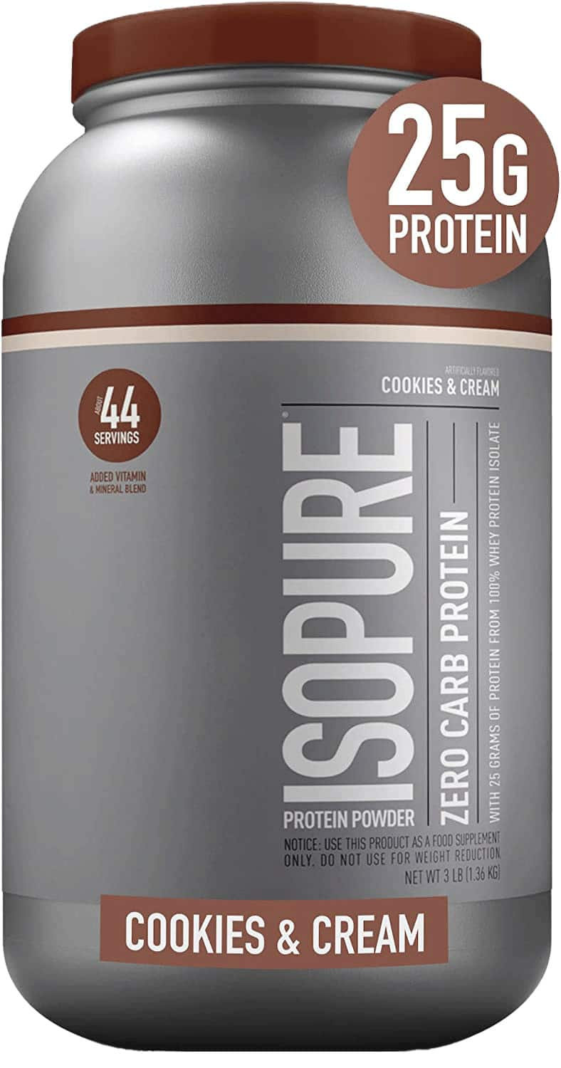 Isopure Zero Carb, Vitamin C and Zinc for Immune Support, 25g Protein, Keto Friendly Protein Powder, 100 percent Whey Protein Isolate, Flavour: Cookies & Cream, 7.5 Pounds