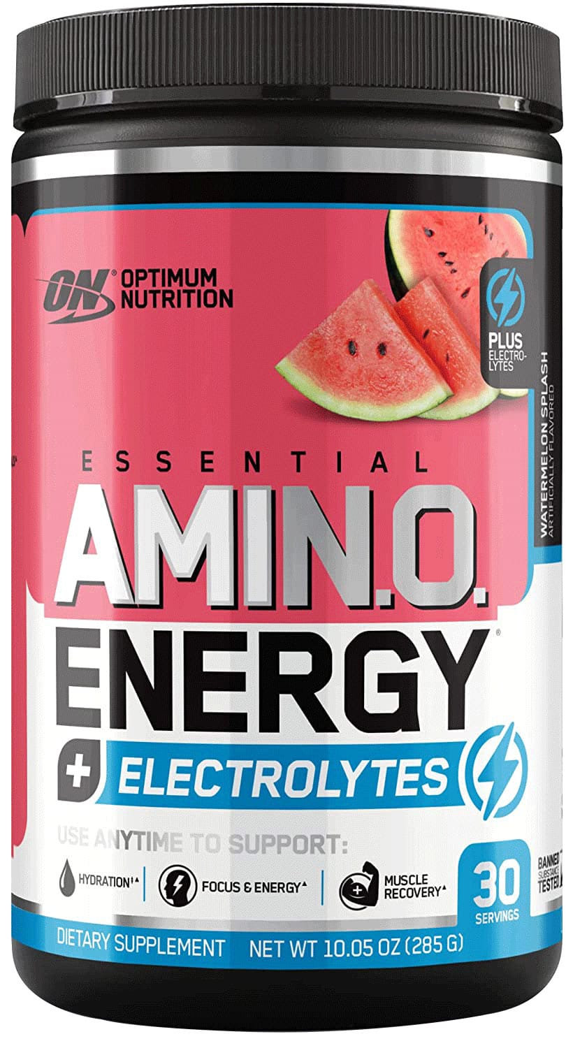 Optimum Nutrition Amino Energy Plus Electrolytes Energy Drink Powder, Caffeine for Pre-Workout Energy and Amino Acids / BCAAs for Post-Workout Recovery, Watermelon Splash, 10.5 Ounces (30 Servings)