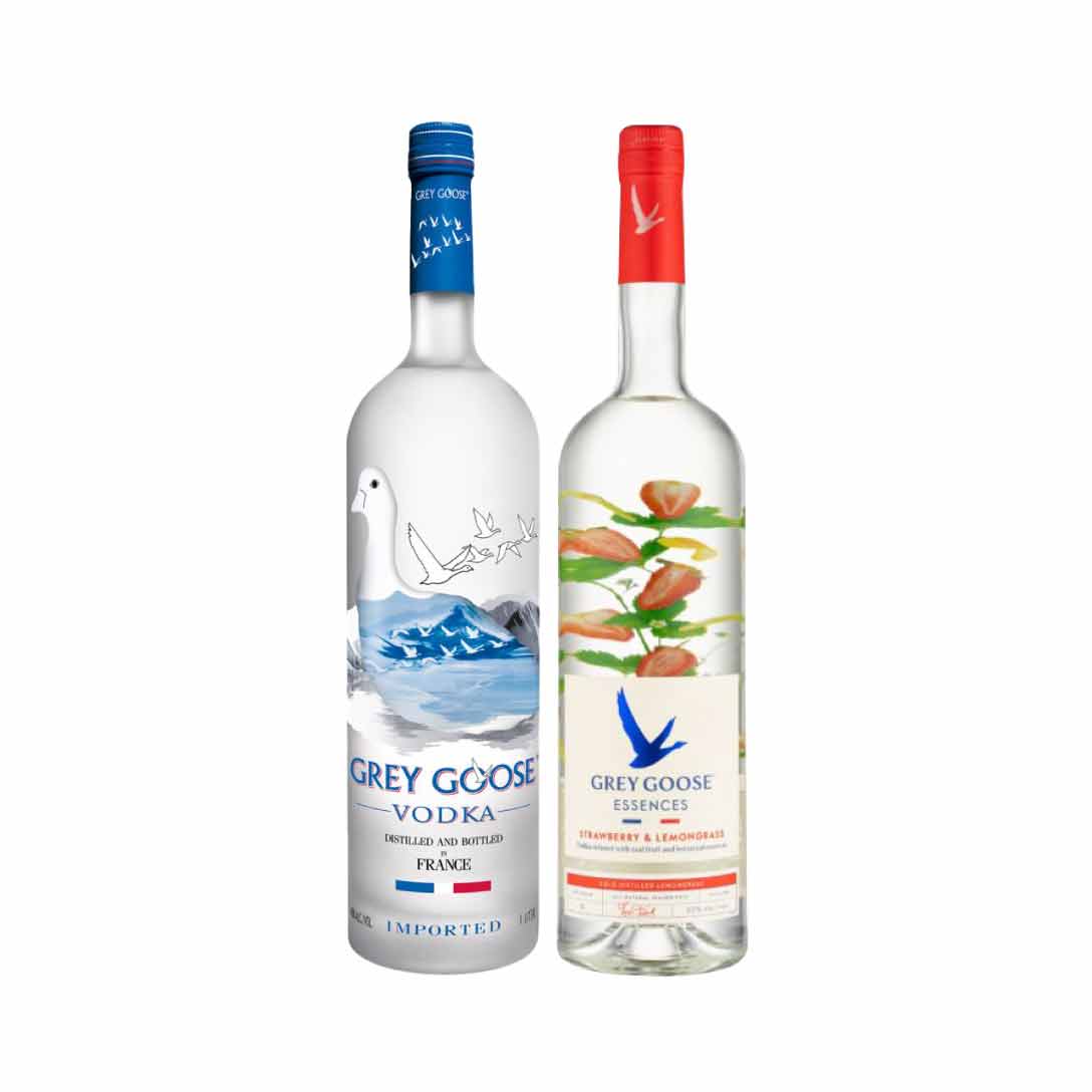 GREY GOOSE ORIGINAL 100 CL & GREY GOOSE ESSENCES STRAWBWRRY & LEMON 100 CL