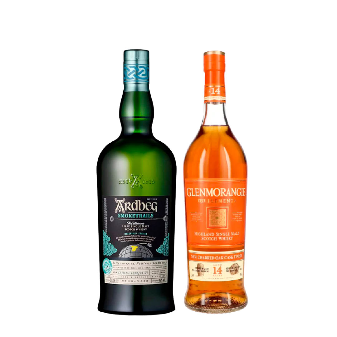 Ardbeg Smoketrails Tr 100 cl & Glenmorangie The Elementa 14 YO 43% 100 cl