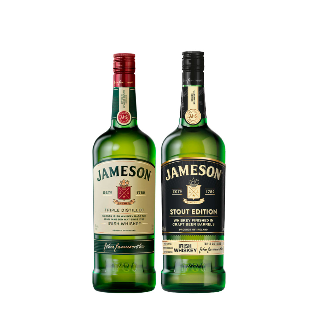 Jameson Irish 100cl & Jameson Caskmat Irish Whisky 100cl Stout Edition New