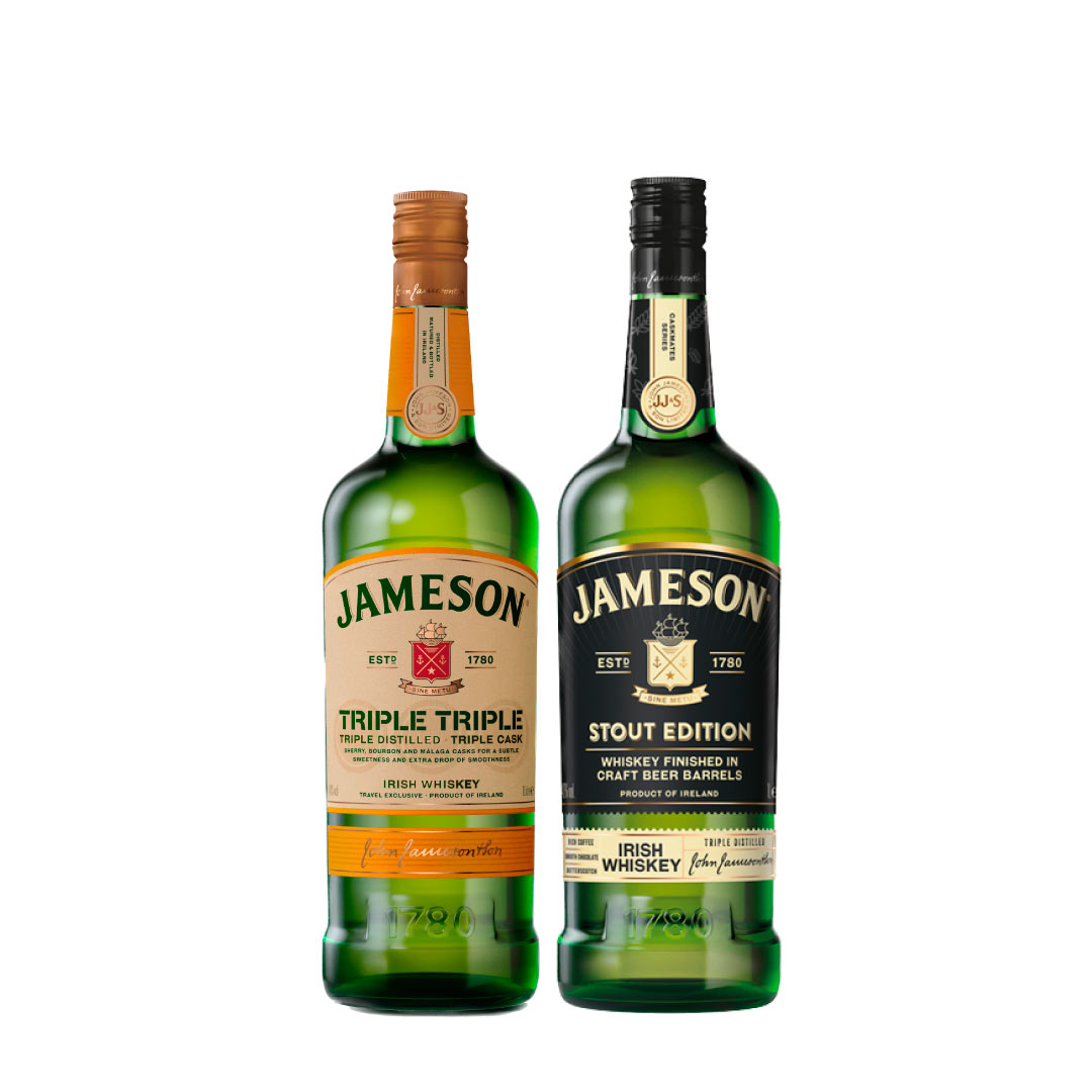 Jameson Caskmat Irish Whisky 100cl Stout Edition New & Jameson Triple Irish Whisky 40% 100cl
