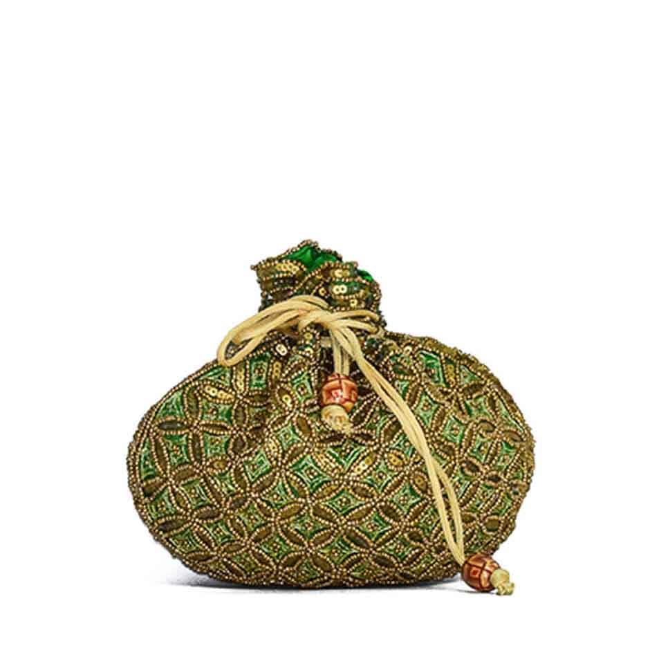 Crafts and Culture Beaded Potli Bag Handmade, One Size