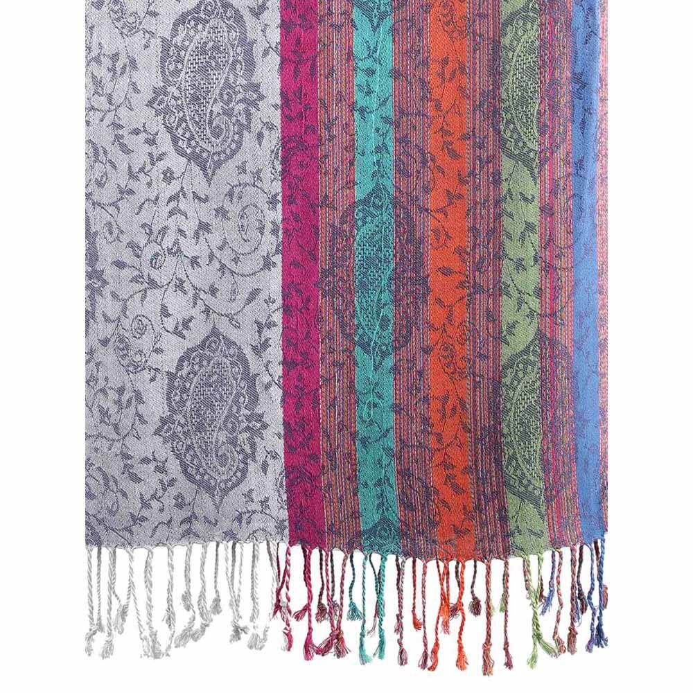 Crafts & Culture Stole Jacquard Multi Strip Vis