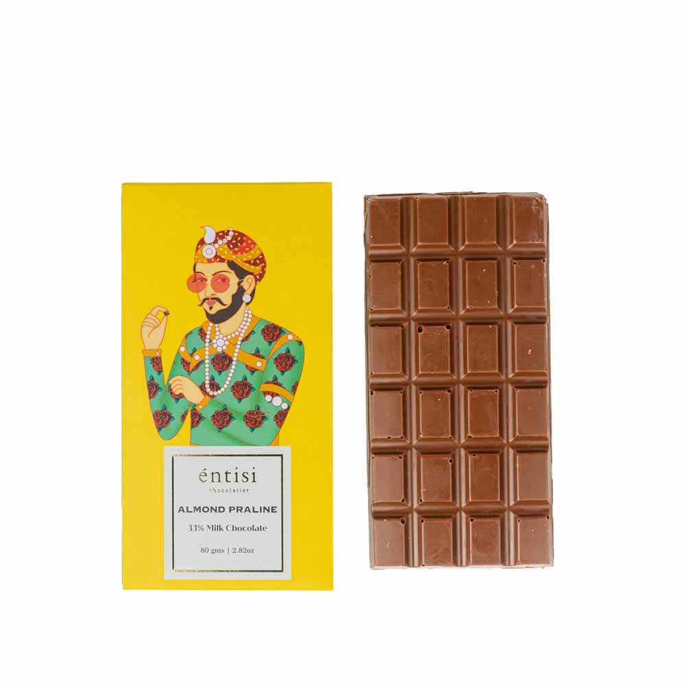 Entisi Almond Praline 33 Milk Chocolate Bar 80g
