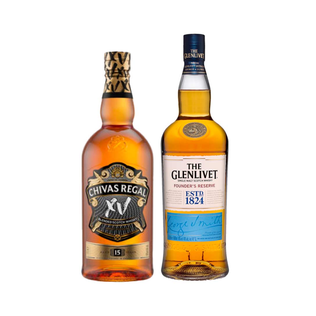 Chivas Regal Xv Festive Pack 100 Cl & Glenlivet Founders Res Sm W 100 Cl