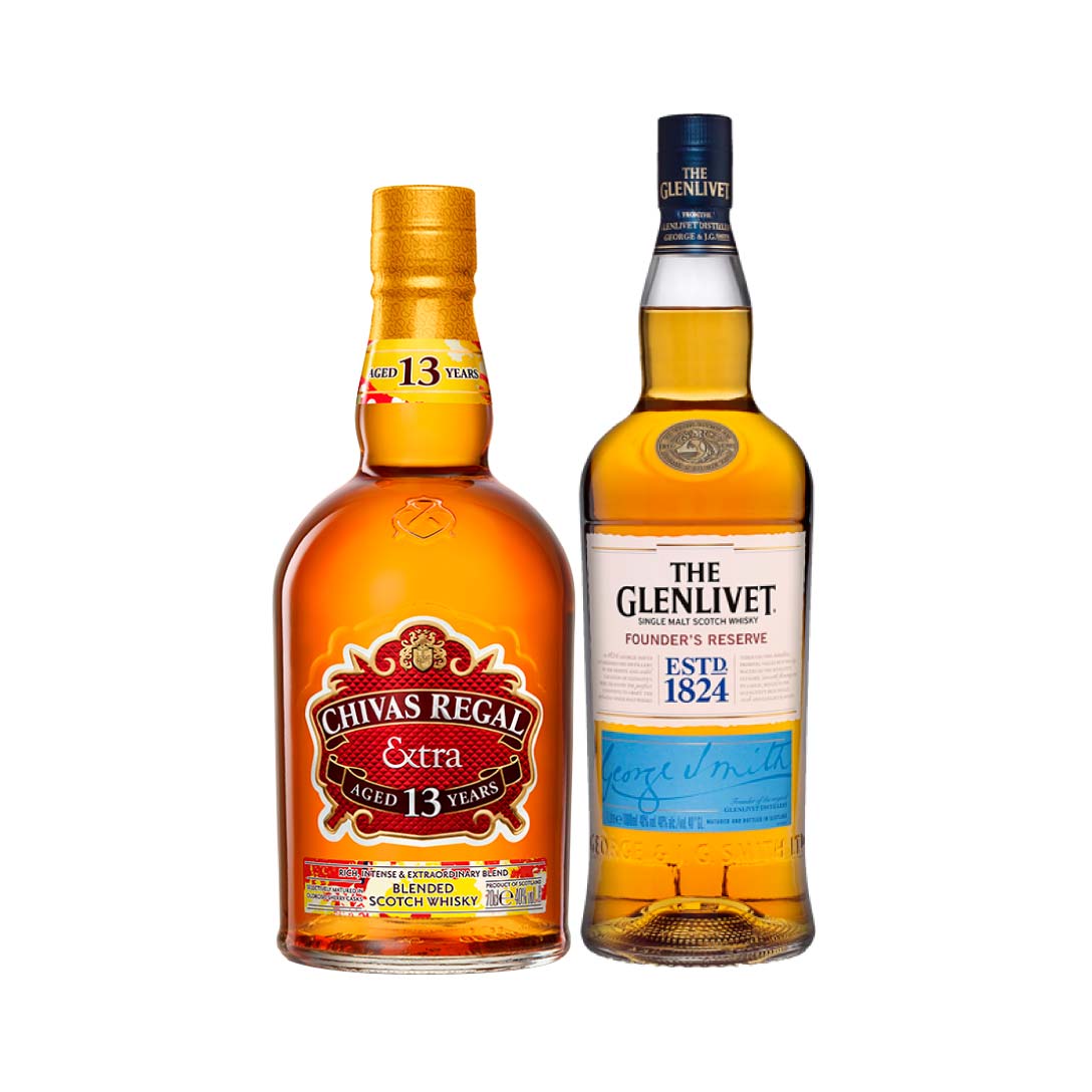Glenlivet Founders Res Sm W 100 Cl & Chivas Regal Extra 13 Sherry 6X1L Case (Ge) 100 Cl