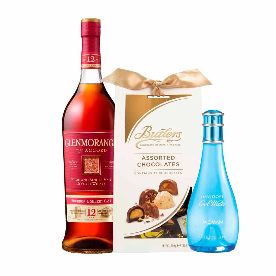 Butlers Family Share Assorted Twists 300g, Glenmorangie The Accord 12 YO 100cl & Davidoff Cool Water Women EDT 100ml Spray