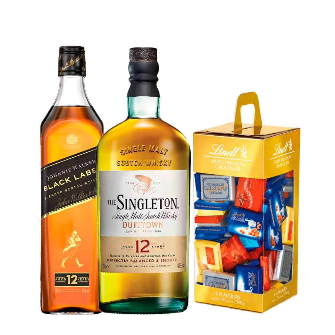 The Singleton of Glendullan 12YO 100cl, Johnnie Walker Black Label 100cl & Lindt Assorted Naps 500g