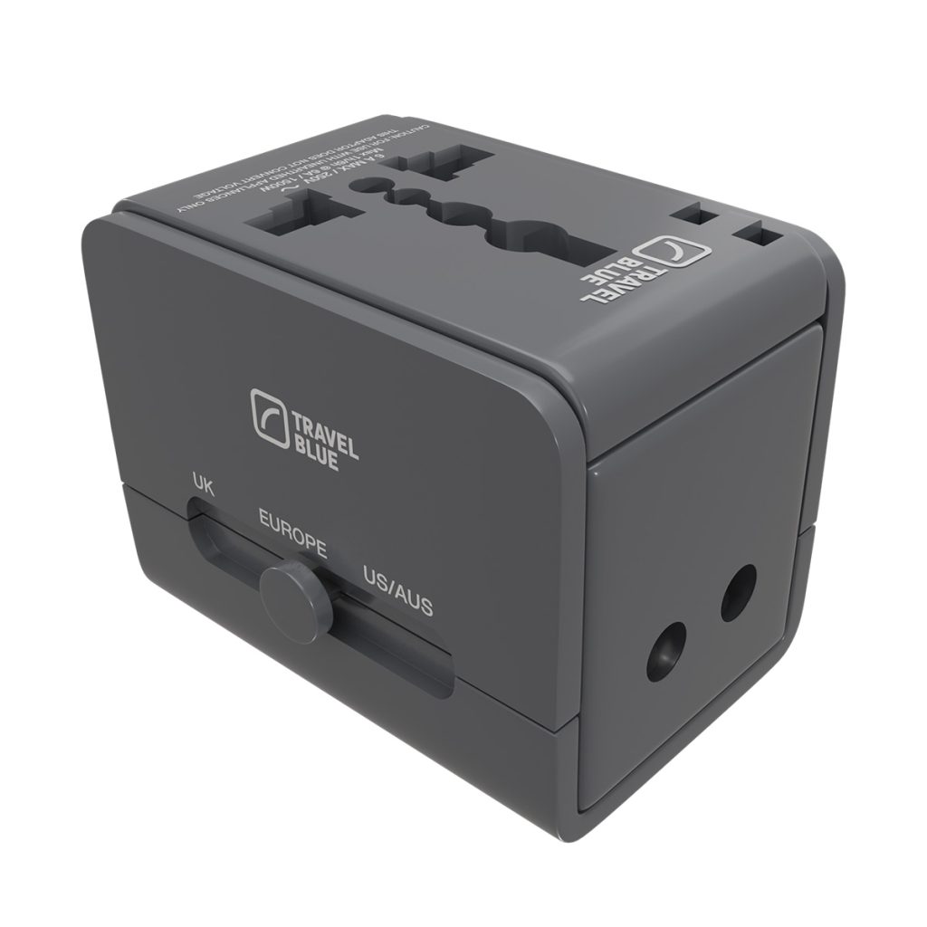 Travel Blue World Adaptor, Grey