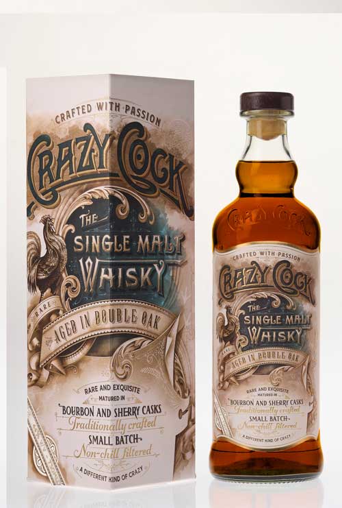 IND Crazy Cock Rare Double OAK Single Malt Whisky 46  75 CL