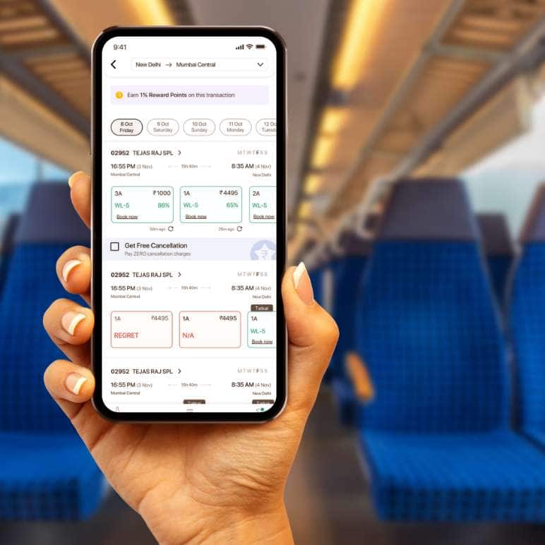 Search Train Seat Availability on Mobile App